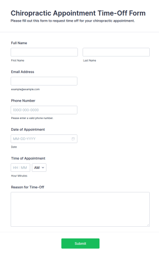 Chiropractic Appointment Time Off Form Template