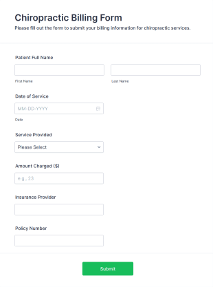 Chiropractic Billing Form Template
