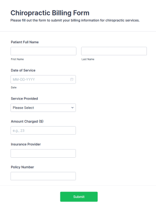 Chiropractic Billing Form Template