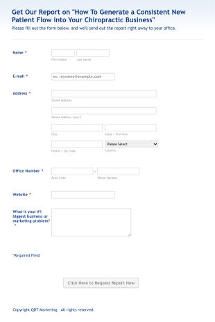 Chiropractic Business Report Form Template