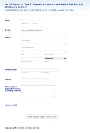 Chiropractic Business Report Form Template