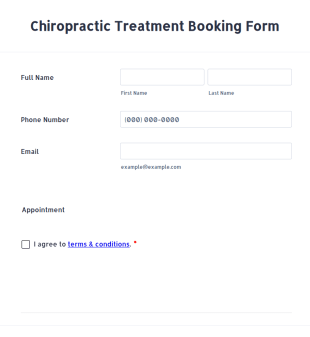 Chiropractic Treatment Booking Form Template