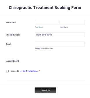 Chiropractic Treatment Booking Form Template
