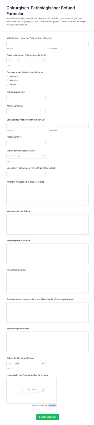 Chirurgisch Pathologischer Befund Formular