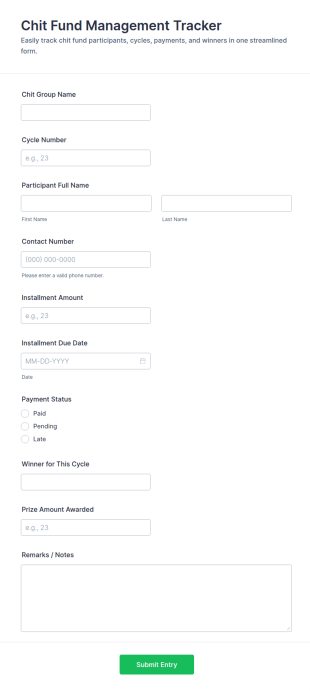 Chit Fund Management Tracker Form Template