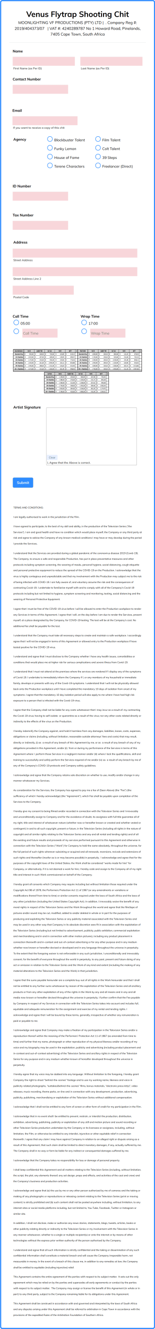 Chit Shoot Form Template