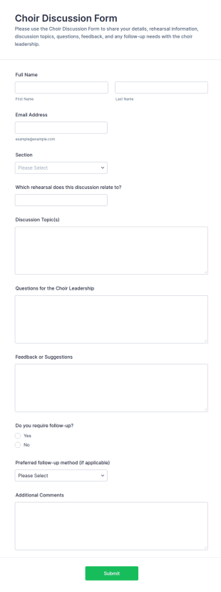 Choir Discussion Form Template