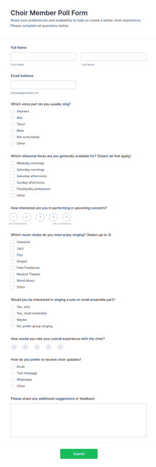 Choir Member Poll Form Template