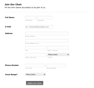 Choir Signup Form Template