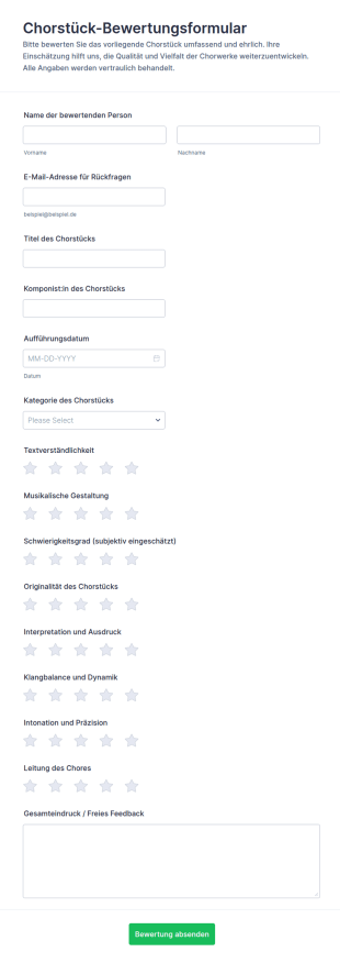 Chorstück Beurteilungsbogen