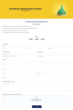 Christbaum Wettbewerb Formular Form Template