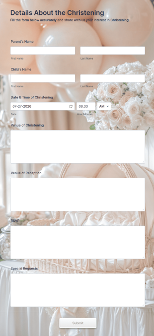 Christening Invitation Form Template