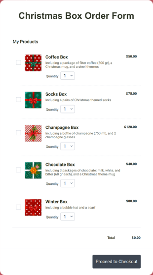 Christmas Box Order Form Template