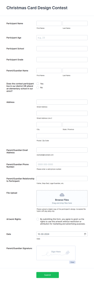 Christmas Card Design Contest Form Template