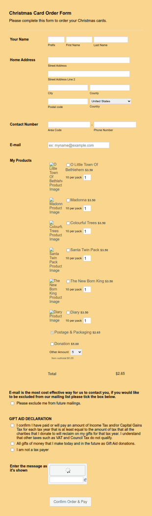 Christmas Card Order Form Template