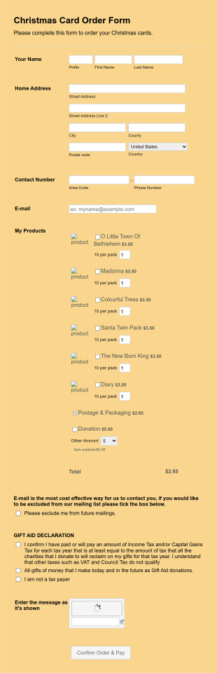 Christmas Card Order Form Template