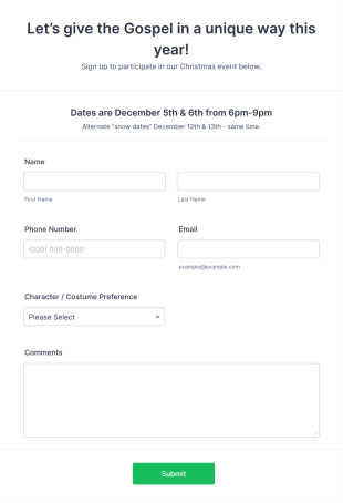 Christmas Drive Thru Sign Up Form Template