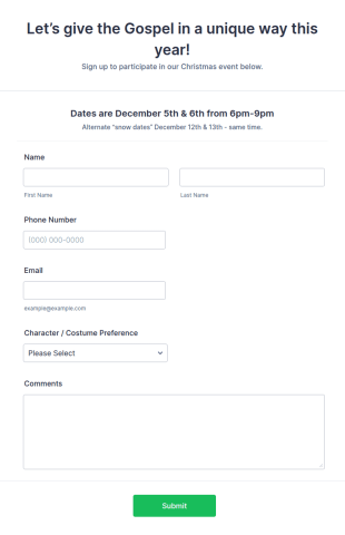 Christmas Drive Thru Sign Up Form Template