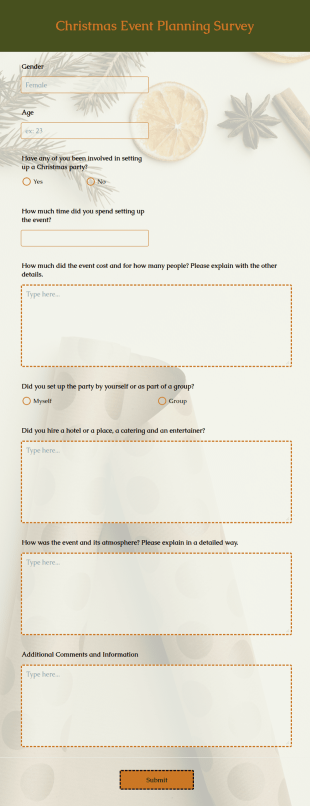 Christmas Event Planning Survey Form Template
