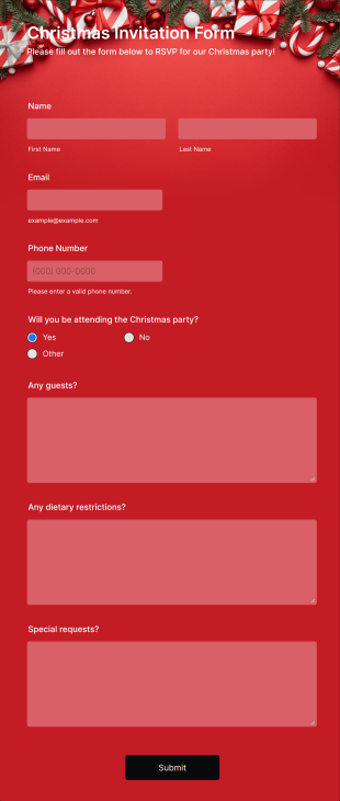 Christmas Invitation Form Template