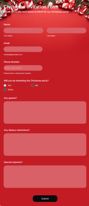 Christmas Invitation Form Template