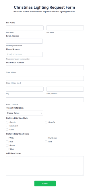 Christmas Lighting Request Form Template