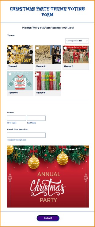 Christmas Party Theme Voting Form Template