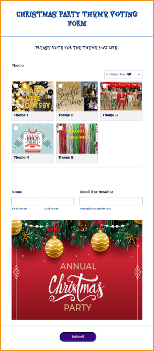 Christmas Party Theme Voting Form Template