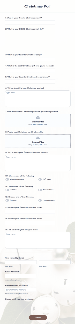 Christmas Poll Form Template
