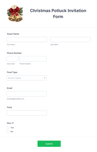 Christmas Potluck Invitation Form Template