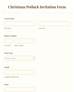 Christmas Potluck Invitation Form Template