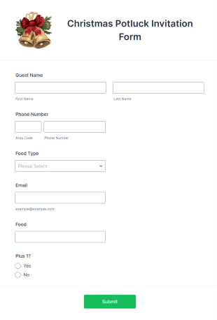 Christmas Potluck Invitation Form Template