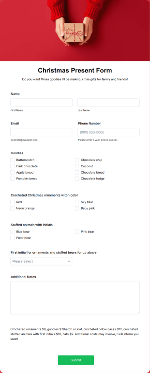 Christmas Present Form Template
