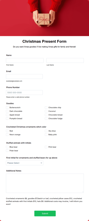 Christmas Present Form Template