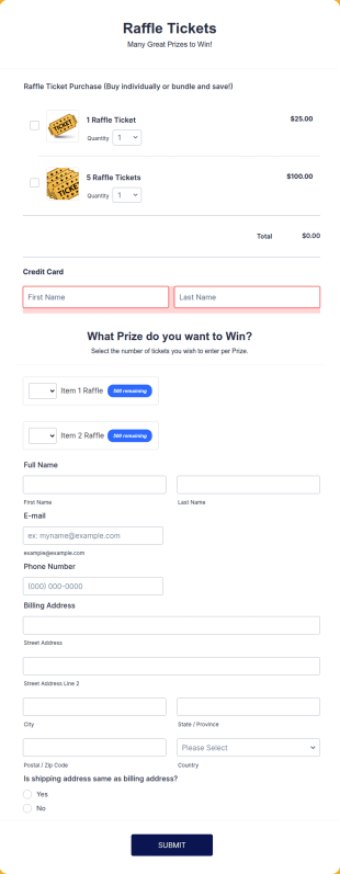 Christmas Raffle Ticket Form Template