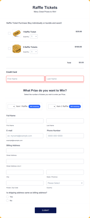Christmas Raffle Ticket Form Template