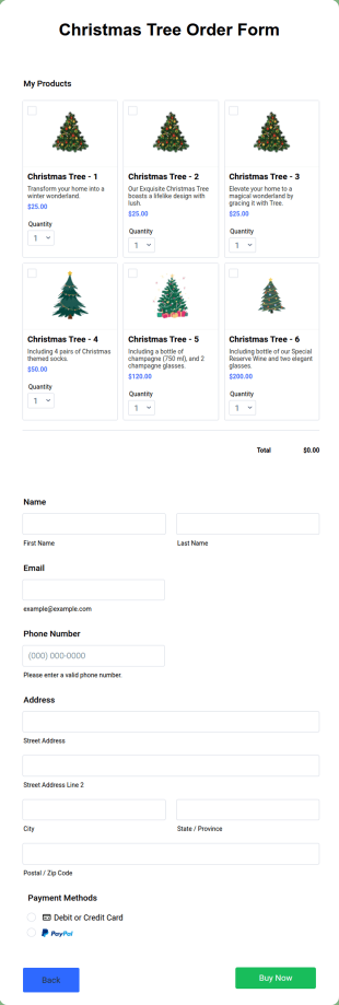 Christmas Tree Order Form Template
