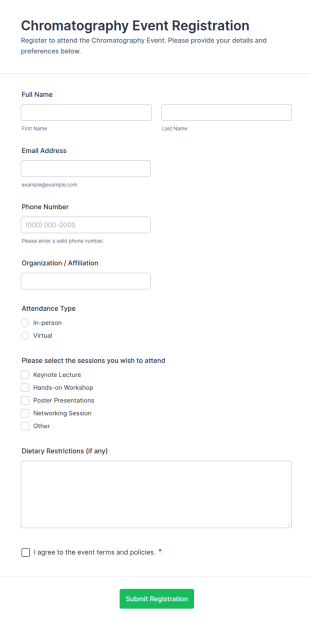 Chromatography Event Registration Form Template