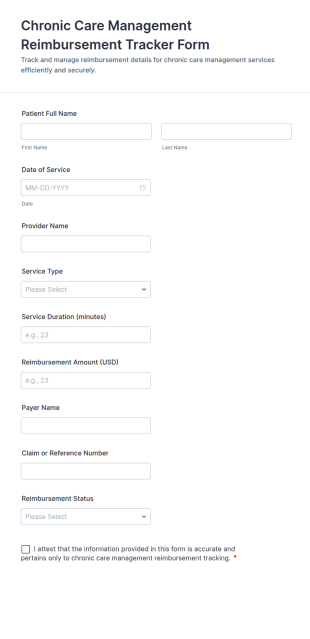 Chronic Care Management Reimbursement Tracker Form Template