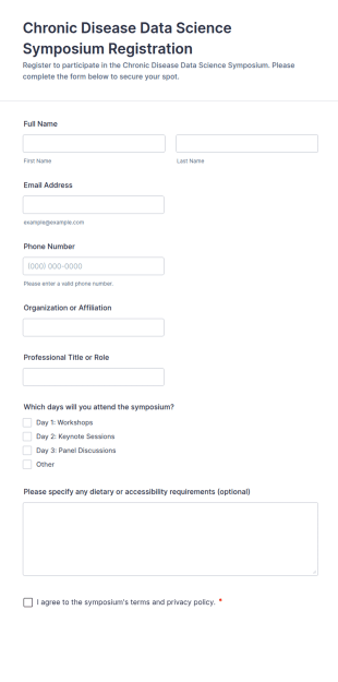 Chronic Disease Data Science Symposium Registration Form Template