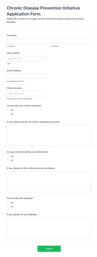 Chronic Disease Prevention Initiative Application Form Template