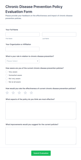 Chronic Disease Prevention Policy Evaluation Form Template