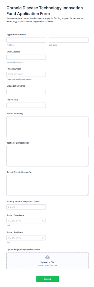 Chronic Disease Technology Innovation Fund Application Form Template