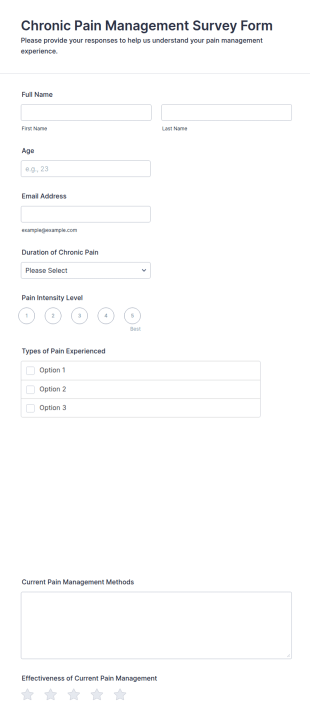 Chronic Pain Management Survey Form Template