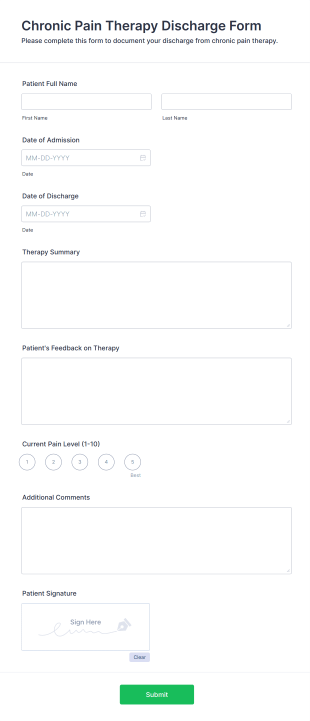 Chronic Pain Therapy Discharge Form Template