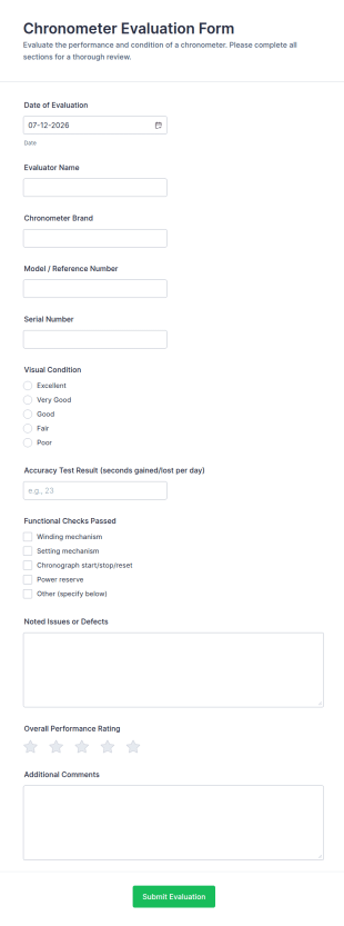 Chronometer Evaluation Form Template