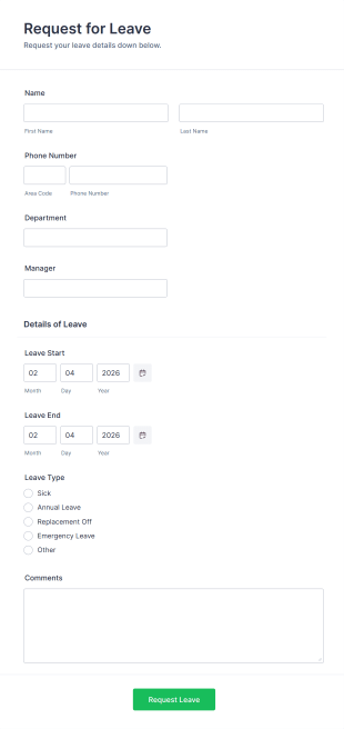 CHSB Leave Request Form Template