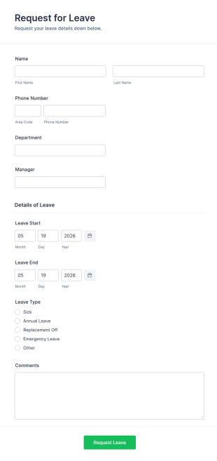 CHSB Leave Request Form Template