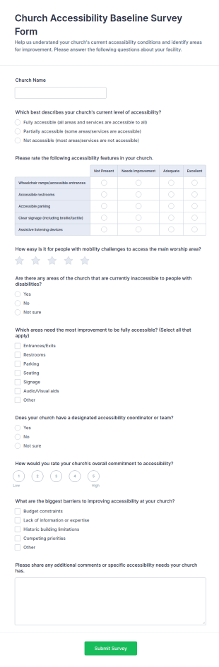 Church Accessibility Baseline Survey Form Template