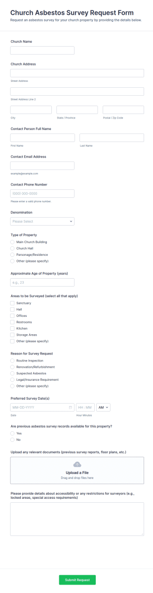 Church Asbestos Survey Request Form Template
